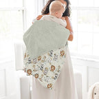 Baby Safari Retro Flowers Baby Blankets for Girl Boy Lion Elephant Giraffe Hippo Soft Mink Dotted Backing Double Layer Swaddle Blanket African Jungle Animal Bed Throw for Infant Toddler Nursery 30x40