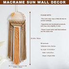 Artilady Macrame Sun Wall Decor Sunset Hanging Tapestry Wall Art Boho Woven Tapestries Large Dream Catcher, Rustic Orange Brown Home Decorations for Bedroom Living Room Nursery (Brown Sunset)
