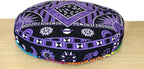 ICC Large Hippie Mandala Round Floor Pillow Cover Ottoman Pouf Cover Daybed Oversized Cotton Cushion Cover with Heavy Duty Zipper Seating Ottoman Poufs Dog-Pets Bed (Purple Burning Sun, 35" Round)