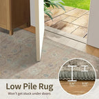 8x10 Area Rugs for Living Room, Large Washable Rug, Beige Vintage Retro Boho Style, Non Slip & Low Pile Faux Wool Carpet for Indoor Dining Room, Bedroom, Dorm, Classroom and Kids Room