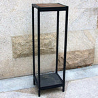 Zhongma 2 Tier 39.5" Tall Plant Stand with Slate Top, 12.4 x 10.63 x 39.5 inches, Square Flower Shelf for Balcony, Home, Garden, Backyard Patio with Adjustable Leveling Feet