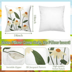 Breling 2 Pack Spring Embroidered Floral Pillow Covers 18x18 Inch Daisy Decor Decorative Velvet Boho Pillow Cases Embroidered Tufted Couch Pillows Covers for Living Room Sofa Bed Spring Decor