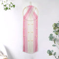 EOBTAIN Pink Macrame Wall Hanging Dream Catchers Pink and Beige Woven Tapestry Wall Art with Ombre Tassel, Boho Macrame Wall Decor for Bedroom Living Room Apartment Home,31.5L x9.84W Inch