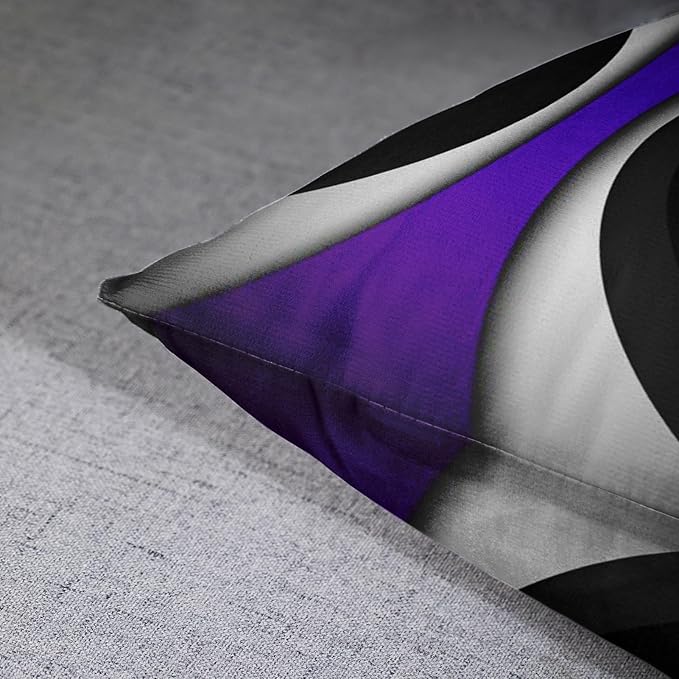 Emvency Set of 4 Purple Throw Pillow Covers Modern Abstract Black Grey Stripes Gray White Acrylic Bold Decorative Pillow Cases Home Decor Square 18x18 Inches Pillowcases