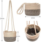 Hanging Planter Basket Jute Rope Woven Plant Hangers 2 Pack Jute Rope Hanging Basket Woven Storage Organizer Home Decor (2, Coffee Color)