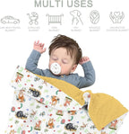 Spring Animals Baby Blankets for Girl Boy Raccoon Fox Deer Bird Snails Floral Leaves Soft Mink Dotted Backing Double Layer Swaddle Blanket for Toddler Nursery Forest Animal Bed Blanket 30x40