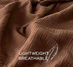 KyraHome Muslin Blankets for Adults Kids, 60"x80" Large 100% Cotton Throw Blanket Plant Dyed Lightweight Breathable Gauze Blanket for Couch, All Season (Brown)