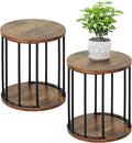 Plant Stand Indoor,small plant stool,Flower Pot Corner stand holder,Mid Century Heavy Duty Metal Tall Home Decor,Modern Round End Table,Small Rustic Display Stand for Living Room,Bedroom(Brown,2 Packs)