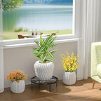 11.4 IN Plant Stand 1 PIC Metal Flower Pot Holders Indoor Tall 3.5'' Plant Rack Plant Riser Plant Shelf Accessories For Living Room Balcony Round Black