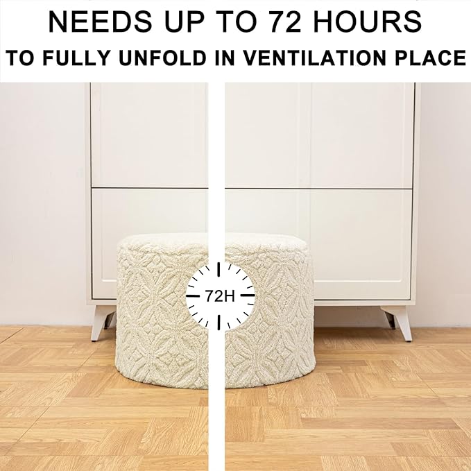 Plush Multi-Functional Ottoman Pouf – Ergonomic Ottoman Foot Rest with Space-Saving Design, Perfect Under Desks, Couches & Sofas (Linen)