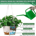 10 Inch Hanging Planters for Indoor Plants,Set of 2 Hanging Pots for Plants with Self-Watering, Outdoor Hanging Plant Pot with Drainage and 2 Kinds of Baskets Hangers for Home Decor and Garden