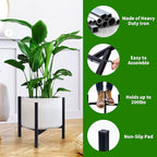 Airpark Plant Stand Indoor Adjustable, Metal Modern Plant Stand, Heavy Duty Stable Plant, Fit 8-12 inch Pots, Number of Items-3, Color-Black (Pot & Plant Not Included)