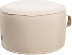 QILLOWAY Indoor/Outdoor Inflatable Stool,Round Ottoman,All Weather Foot Rest for Camping or Home,Beige/Sand/Camel