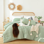 ROSGONIA Sage Green Twin/Twin XL Comforter Set for College Girls Boys, 1 Sage Comforter & 1 Pillowcase, Lightweight Kids Comforter Sets Dorm Bedding