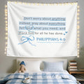 LIANGW Blue Bible Verses Christian Tapestry, Based Blue Room Decor Aesthetic, Inspirational Christian Tapestry for Women, Bible Bow Aesthetic for Girls Bedroom for Dorm Room 50x60 Inch
