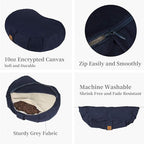 Round Zafu Meditation Cushion, D=15" H=5.5" Zabuton Meditation Pillow, Yoga Bolster/Pillow, Floor seat, Zippered Organic Cotton Cover, Natural Buckwheat, Kneeling Pillow