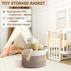 CLHMILY&Z Round Cotton Rope Storage Basket - 22x14.2 Inches - Stylish Nursery Storage Bin, Baby Toy Organizer, Soft Cotton Basket for Home Decor, Multi-Purpose Storage Solution