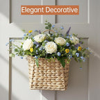 Wicker Hanging Basket,Woven Hanging Wall Basket for Organizing and Decor,Natural Water Hyacinth Wall Mounted Storage Baskets for Farmhouse Home,Door,Entryway,Flower,Mail,Plant,Set of 2