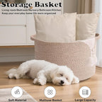 65L Large Blanket Basket,19.7" L x 19.7" W x 13" H Rope Woven Baskets with Handles, Toys Storage Bins,Laundry Basket Perfect for Living Room, Nursery,Bedroom,Home Organization,Brown
