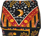 CRAFT KALA Square Mandala Floor Pillow Cushion Cover Seating Throw Cover Hippie Decorative Bohemian Ottoman Poufs Cover Pillow Cases Cotton Living Room Home Décor 20X20X14 inches, Orange Burning Sun