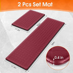 Kitchen Mats, 2PCS Kitchen Rugs, Cushioned Anti Fatigue Kitchen Mats for Floor, Non-Slip Standing Desk Mat, Waterproof Kitchen Rug Set for Kitchen Floor Office,17.3"×30"+17.3"×59" Red
