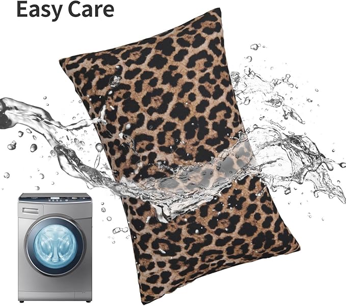 Brown Leopard Pillow Covers 12x20 Set of 2 Cheetah Throw Pillows Skin Animal Print Pillow Cases Modern Outdoor Decorative Pillows Farmhouse Soft Cotton Lumbar Cushion Case for Couch Home Bed
