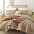 ROSGONIA Oversized King Comforter 128x120, 3pcs Super King Plus Comforter Set (1 Taupe Comforter & 2 Pillowcases) Lightweight Oversized King Bedding Set Quilt
