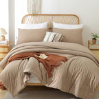 ROSGONIA Oversized King Comforter 128x120, 3pcs Super King Plus Comforter Set (1 Taupe Comforter & 2 Pillowcases) Lightweight Oversized King Bedding Set Quilt