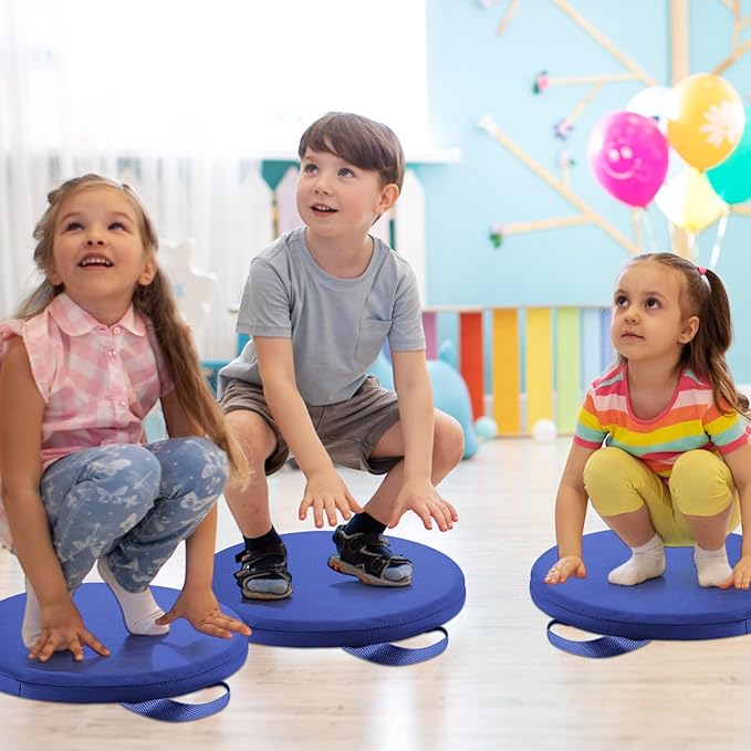 Suzile 12 Pcs 12'' Floor Cushions for Classroom Flexible Floor Seating with Handles Classroom Carpet Cushions for Kids Toddlers Daycare Preschool Furniture (Dark Blue,Round)