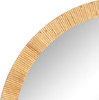 Kate and Laurel Rahfy Boho Arch Rattan Wall Mirror; 28 x 32; Natural Wood; Decorative Wooden Mirror with Authentic Rattan Frame for Bathroom Vanity Mirror