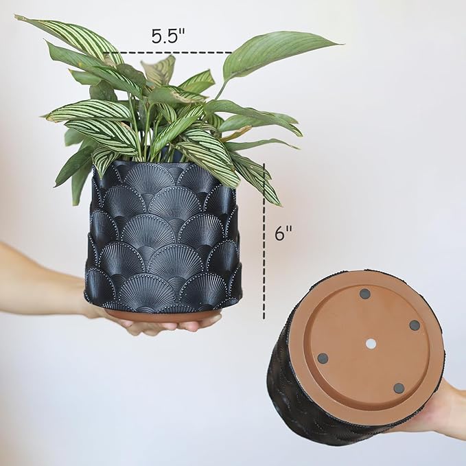 GUGUGO Pearl Beige Scale Planter, Cute Unique Plant Pot with Drainage, Eclectic Colorful Small Flower Planters Pots for Indoor & Outdoor Plants, Rainbow Funny Succulent Gardening Pot Gifts