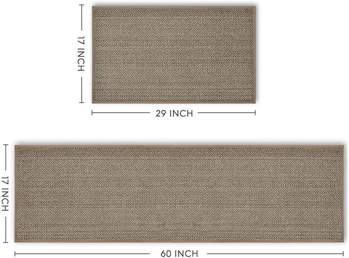 Artoid Mode Washable Non-Skid Rubber blend Kitchen Rugs and Mats Set of 2, Rubber Backing Kitchen Mats for Floor Kitchen Front of Sink Home Decor - 17x29 and 17x60 Inch