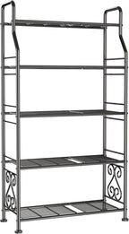 GIOTORENT Plant Stand Outdoor Indoor 5 Tier Metal Waterproof - 53.2" Plant Shelf for Patio, Balcony, Living Room, Large Capacity Tiered Plant Rack, Black