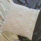 YINFUNG Ivory Euro Sham Covers Boho Shabby Chic Tufted Cream Off White 26x26 Set of 2 Euro Pillow Covers Poms Diamonds Moroccan Embroidery Farmhouse Large Pillow Cover