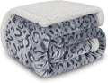MACEVIA Sherpa Fleece Throw Blanket for Couch Fuzzy 3D Cheetah Blanket Thick Warm Reversible Cozy Comfy Super Soft Leopard Blanket for Bed Sofa 490GSM - Navy Leopard,50x60In