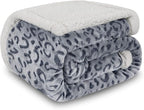 MACEVIA Sherpa Fleece Throw Blanket for Couch Fuzzy 3D Cheetah Blanket Thick Warm Reversible Cozy Comfy Super Soft Leopard Blanket for Bed Sofa 490GSM - Navy Leopard,50x60In