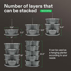 VIVOSUN 2-Pack 5 Tier Vertical Gardening Stackable Planter for Strawberries, Flowers, Herbs, Vegetables, Grey