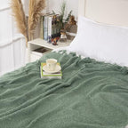 Gealaek Decorative Fluffy Green Throw Blanket Fringe Lightweight Fuzzy Faux Cashmere Soft Cozy Throws for Sofa Bed Farmhouse 50" x 60"