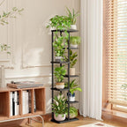 Bamworld Tall Plant Stand Indoor, Corner 7 Tier Metal Plant Shelf for Multiple Plants, Tiered Flower Pot Stands for Patio Garden Balcony Living Room Bedroom, Black