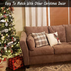 CARRIE HOME Brown Tartan Throw Pillow Covers 24 x 24 Large Pillow Covers Set of 2 Decorative 24x24 Inch Pillow Covers for Winter Holiday, Brown