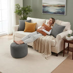 2 Pcs 20 x 15 Inch Unstuffed Ottoman Pouf Cover Corduroy Foot Rest - No Filler, Striped Foot Stool Floor Bean Bag Floor Chair Storage for Modern Farmhouse Bedroom Home Decor(Gray)
