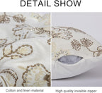 Floral Embroidered Lumbar Throw Pillow Cover 12x 20, Sequin Chinoiserie Flower Neutral Linen Pillow Cushion Cases, Farmhouse Decorative Pillows for Bed, Outdoor Couch White