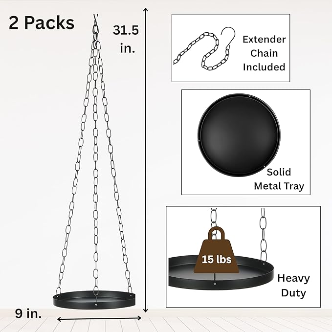 Shinehola 2 Pack Hanging Planters for Indoor Outdoor Plants 9", Plant Hanger Indoor | Metal Hanging Plant Holder, Hanging Planter Shelf, No Plant/Pot Included
