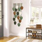 KHOYIME Vertical Macrame Wall Hanging Boho Home Decor, Long Narrow Chic Wall Art Bohemian Woven Leaves Tapestry Vintage Decorations for Front Door Indoor Entrance Living Room Bedroom 16.5"W x 37.5"L