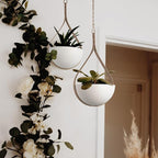 Hajia 2 Pack Waterdrop Shaped Hanging Planter, Beige Metal Plant Hanger with Non-Detachable Pots, Boho Hanging Plant Holder for Wall and Ceiling Decor.(No Plants or Drainage Holes)
