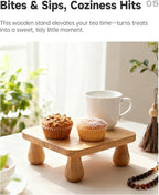 100% Solid Wood Plant Stand Indoor, Wooden Stool Display Stand, Riser Flower Pot Holder, Modern Plants Rack, Small Planter Tray for Home Decor, Living Room, Gardening, Natural (2PCS)