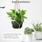 USLAI Macrame Plant Hanger Indoor Outdoor, Fits 4 to 15 Inch Pots, Strong Hanging Planter Holder, Boho Home Decor, 35 Inch, Ivory (POTS NOT Included)