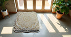 Gold Mandala Barmeri Large Floor Pillow Cover Cushion Meditation Seating Ottoman Throw Cover Hippie Decorative Zipped Bohemian Pouf Ottoman Poufs, Pom Pom Pillow Cases (White Gold, 24" Square)