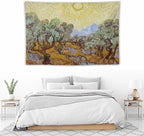 Van Gogh Olive Trees Tapestry Wall Hanging, Vintage Art Wall Decor for Bedroom, Dorm, Living Room, Aesthetic Polyester Tapestry with Hanging Accessories, 60x90 Inch