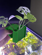 4 Pk Upgraded Aquarium Plant Holder, 3-Hole Hanging Plant Holder with Clip, Suitable for Fish Tank Potting, Aquarium Decoration, Green